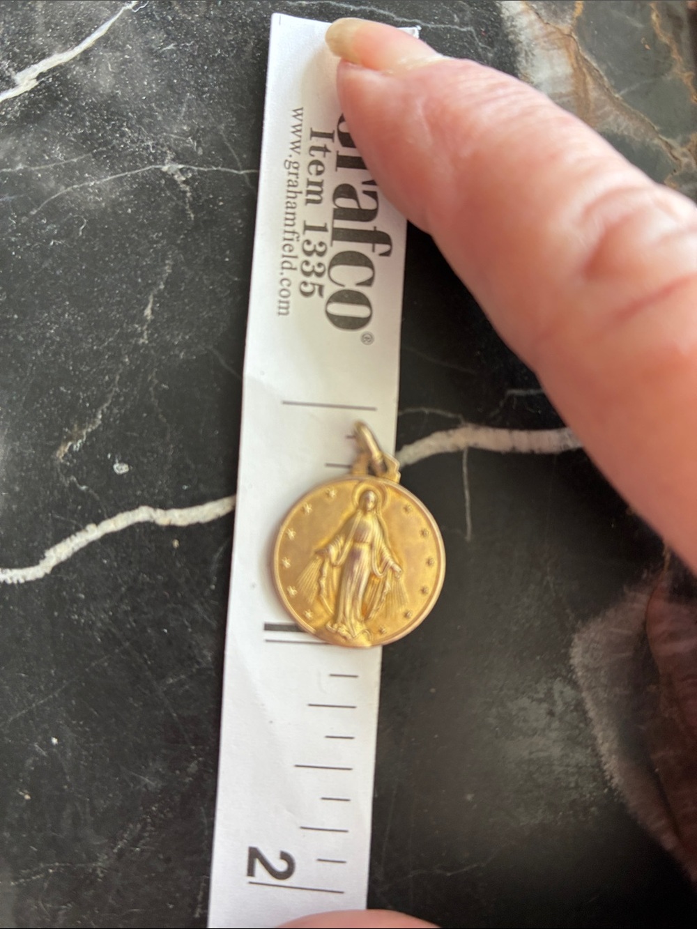 Gold washed sterling Virgin Mary Medal Pendant from the Vatican